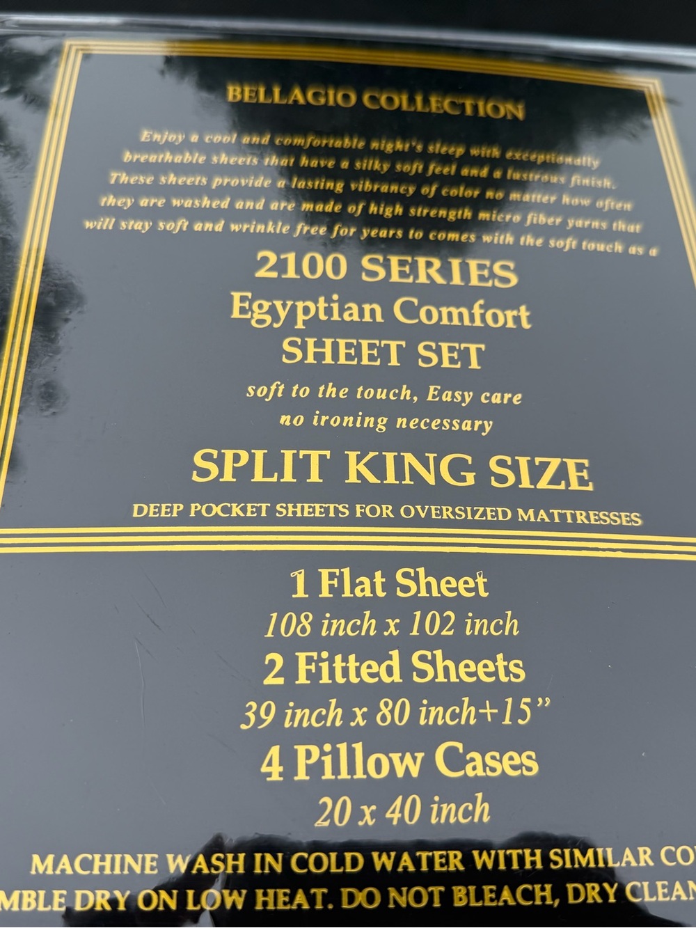 New 7PCS split king size bed sheet set Black color Bellagio Collection - Picture 2 of 4
